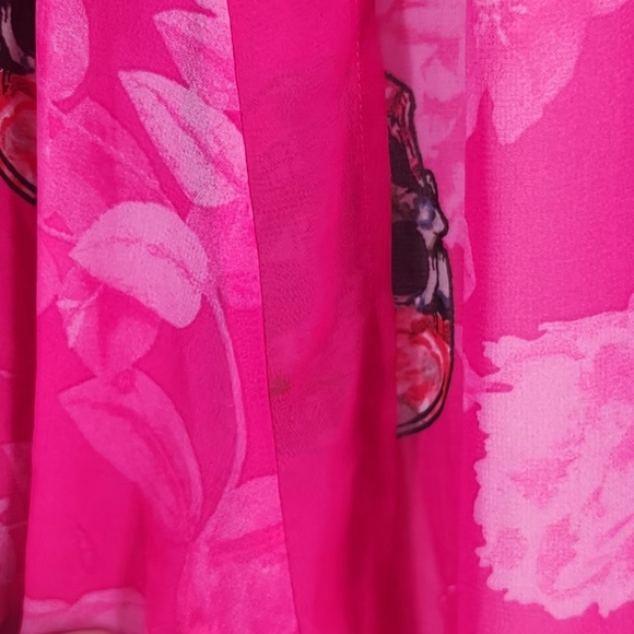 Torrid Chiffon skull pink Kimono size 1X Spring,cover Up ,vacation. - Picture 6 of 7